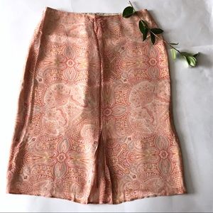 Straight A-line Fitted Silk Skirt in Jewel Pattern